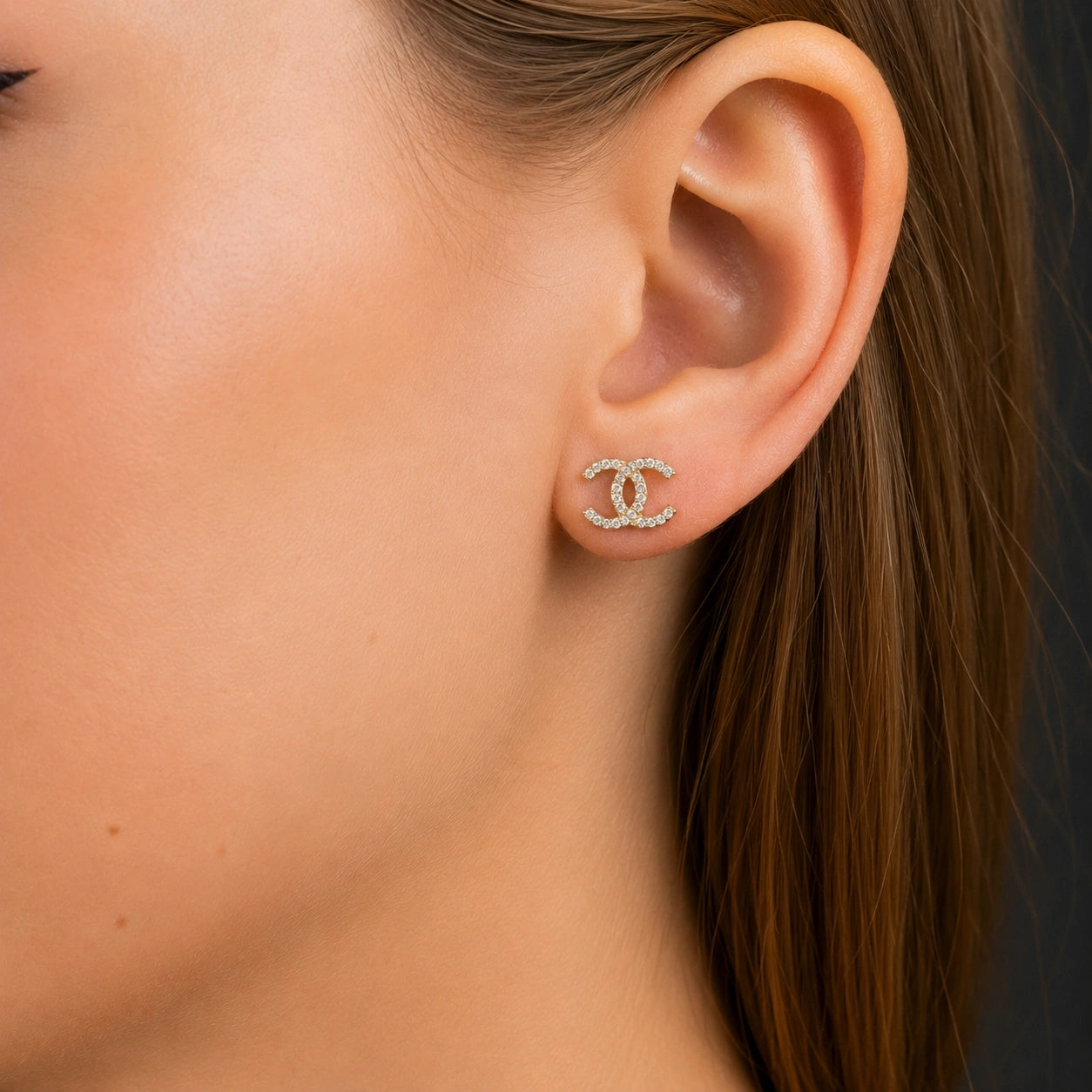Gold Pavé Crest Earrings