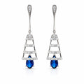 Silver Sapphire Drop Dangle Earrings