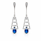 Silver Sapphire Drop Dangle Earrings