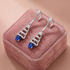Silver Sapphire Drop Dangle Earrings