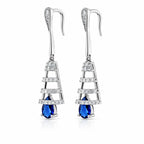 Silver Sapphire Drop Dangle Earrings