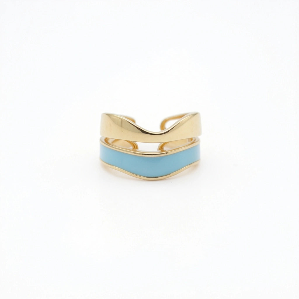 Gold Aqua Wave Ring