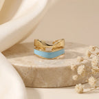 Gold Aqua Wave Ring