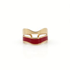 Gold Red Wave Band Ring
