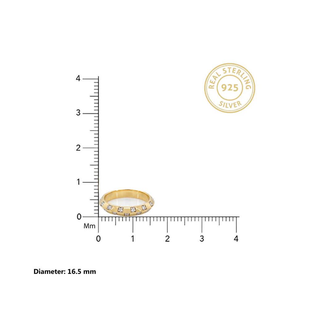 Gold Bezel Dot Band Ring