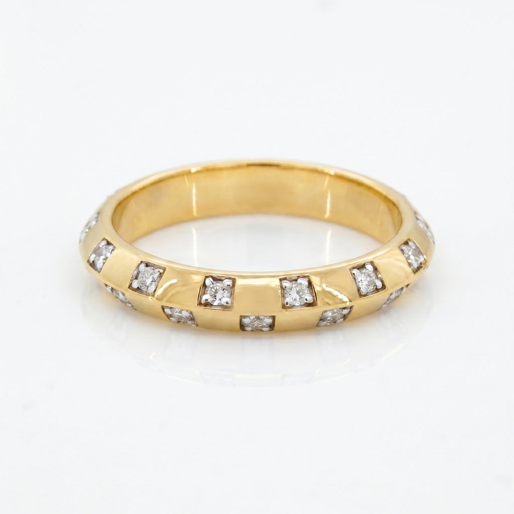 Gold Bezel Dot Band Ring