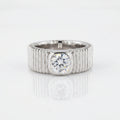 Silver Ribbed Crest Solitaire Ring