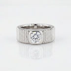 Silver Ribbed Crest Solitaire Ring