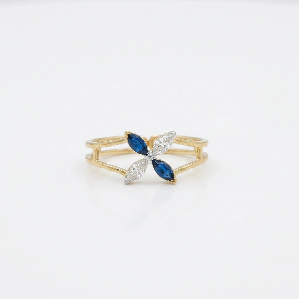 Gold Azure Petal Frame Ring