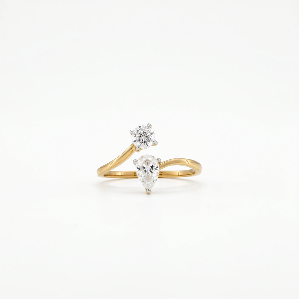 Gold Duet Pear Bypass Ring