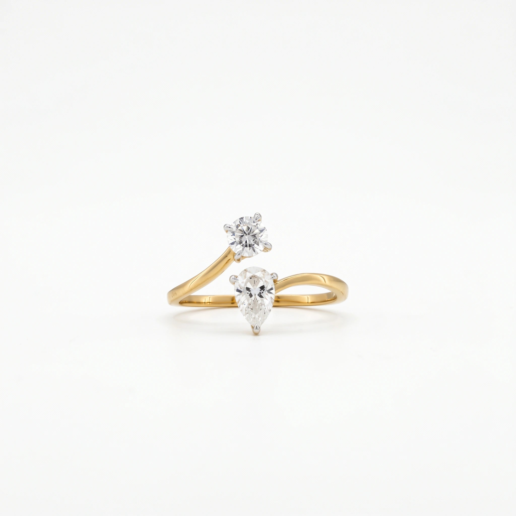 Gold Duet Pear Bypass Ring