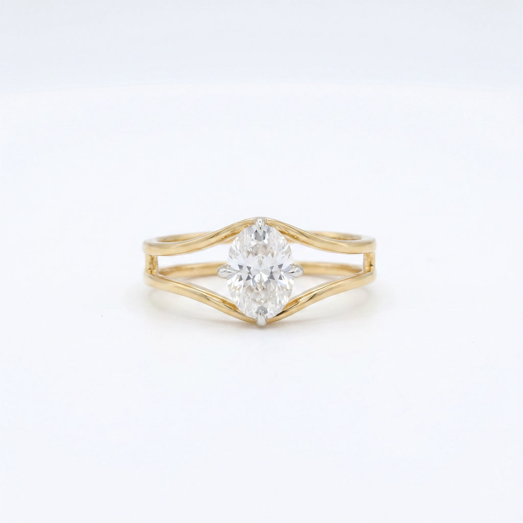 Gold Marquise Split Ring
