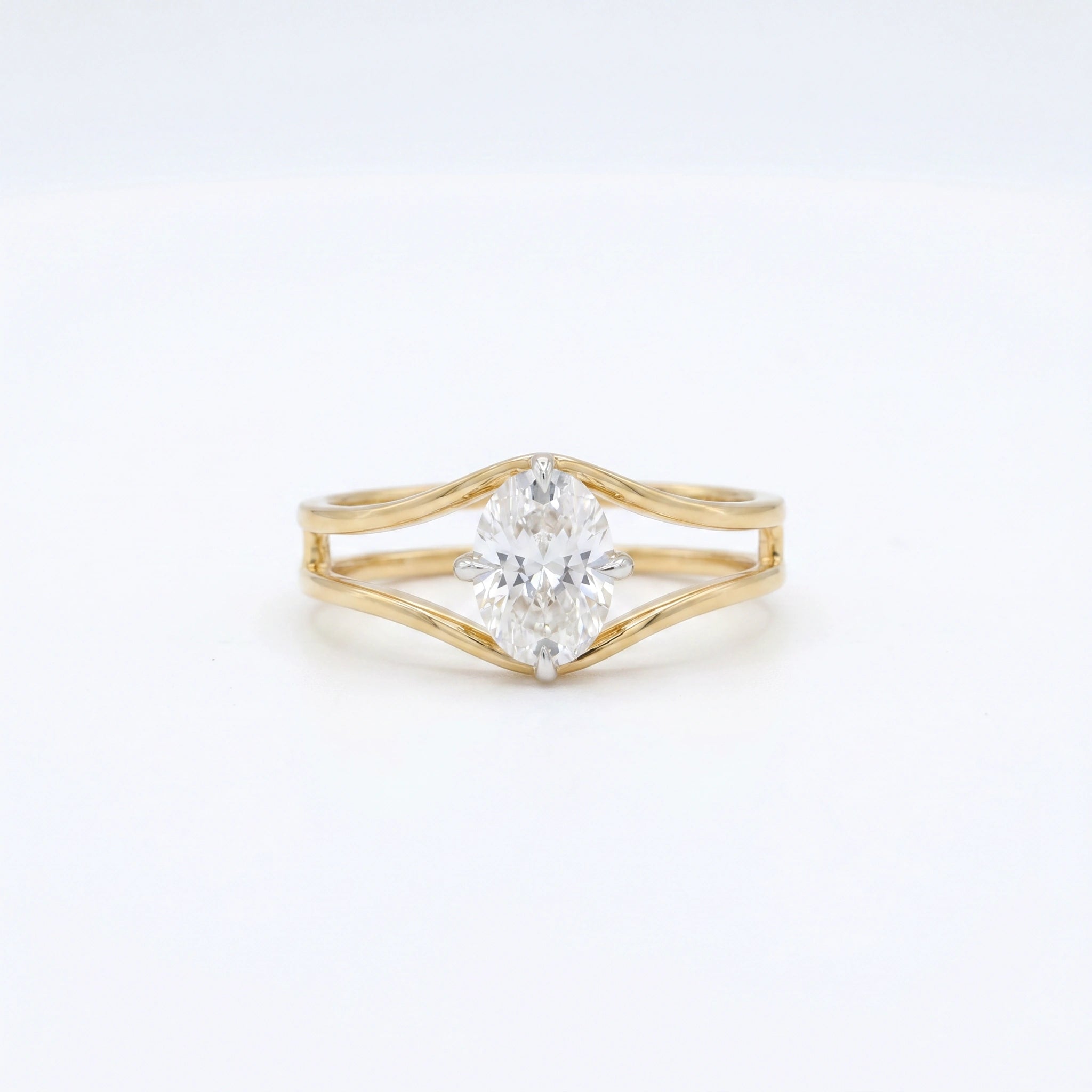 Gold Marquise Split Ring