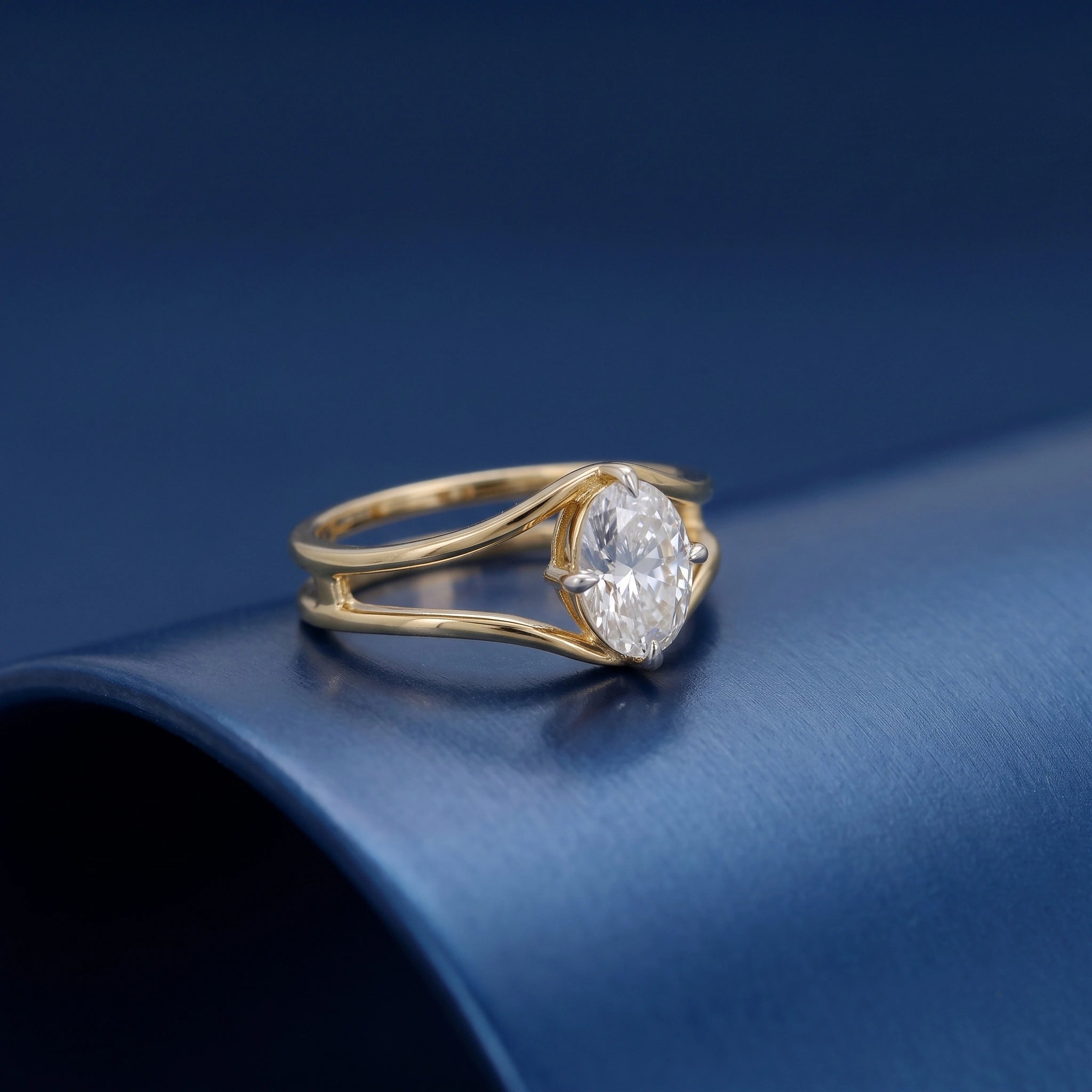 Gold Marquise Split Ring