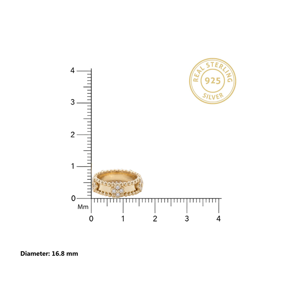Gold Clover Beaded Band Ring