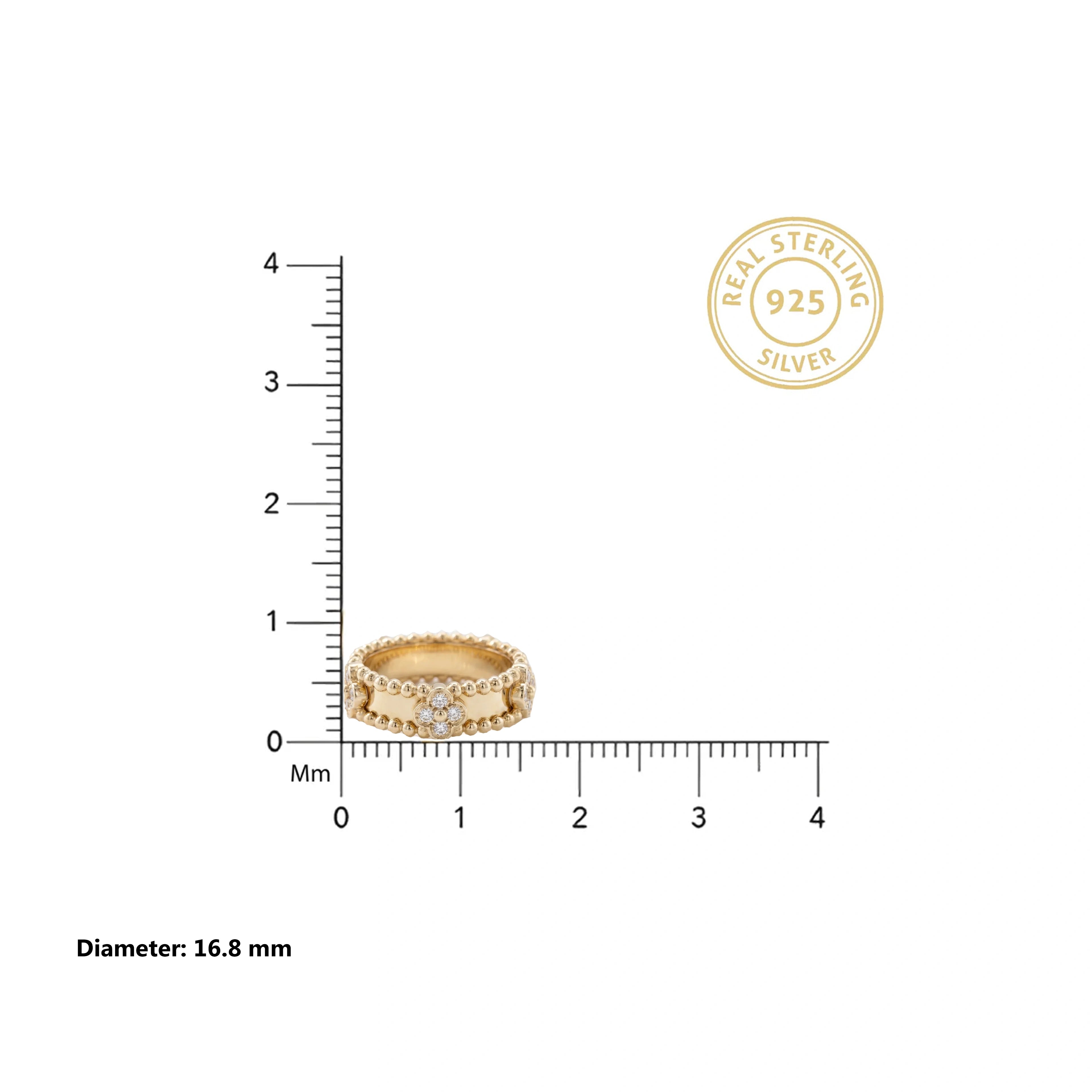 Gold Clover Beaded Band Ring