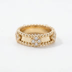 Gold Clover Beaded Band Ring