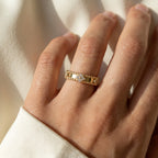 Gold Clover Beaded Band Ring