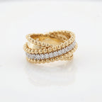 Gold Beaded Crisscross Ring