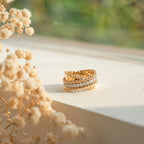 Gold Beaded Crisscross Ring