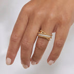 Gold Beaded Crisscross Ring