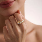 Gold Beaded Crisscross Ring