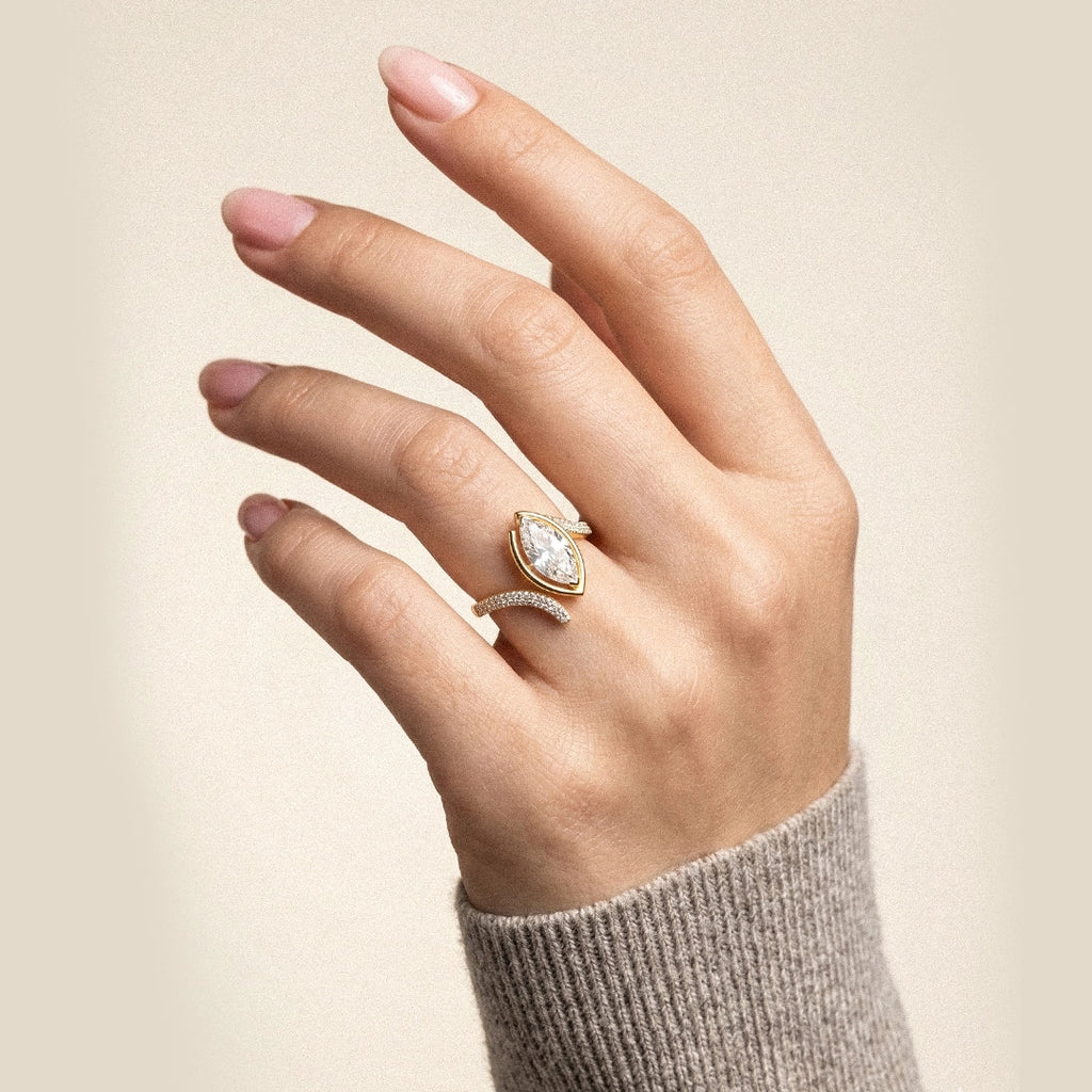 Gold Marquise Glow Open Ring