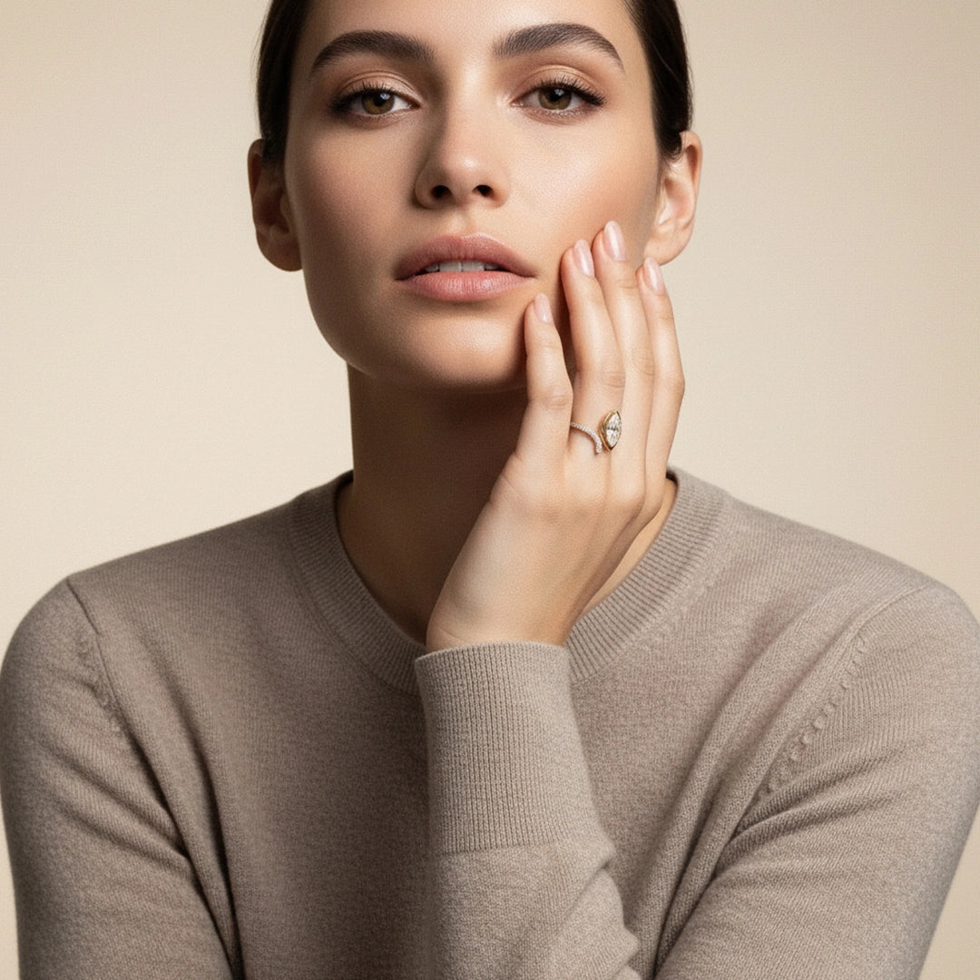 Gold Marquise Glow Open Ring
