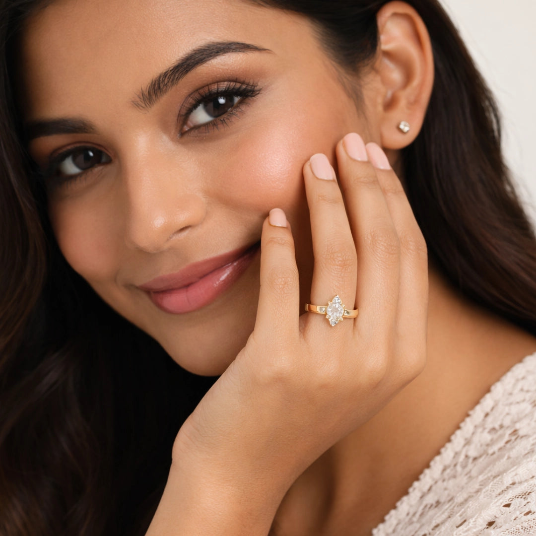 Gold Marquise CZ Elegance Ring