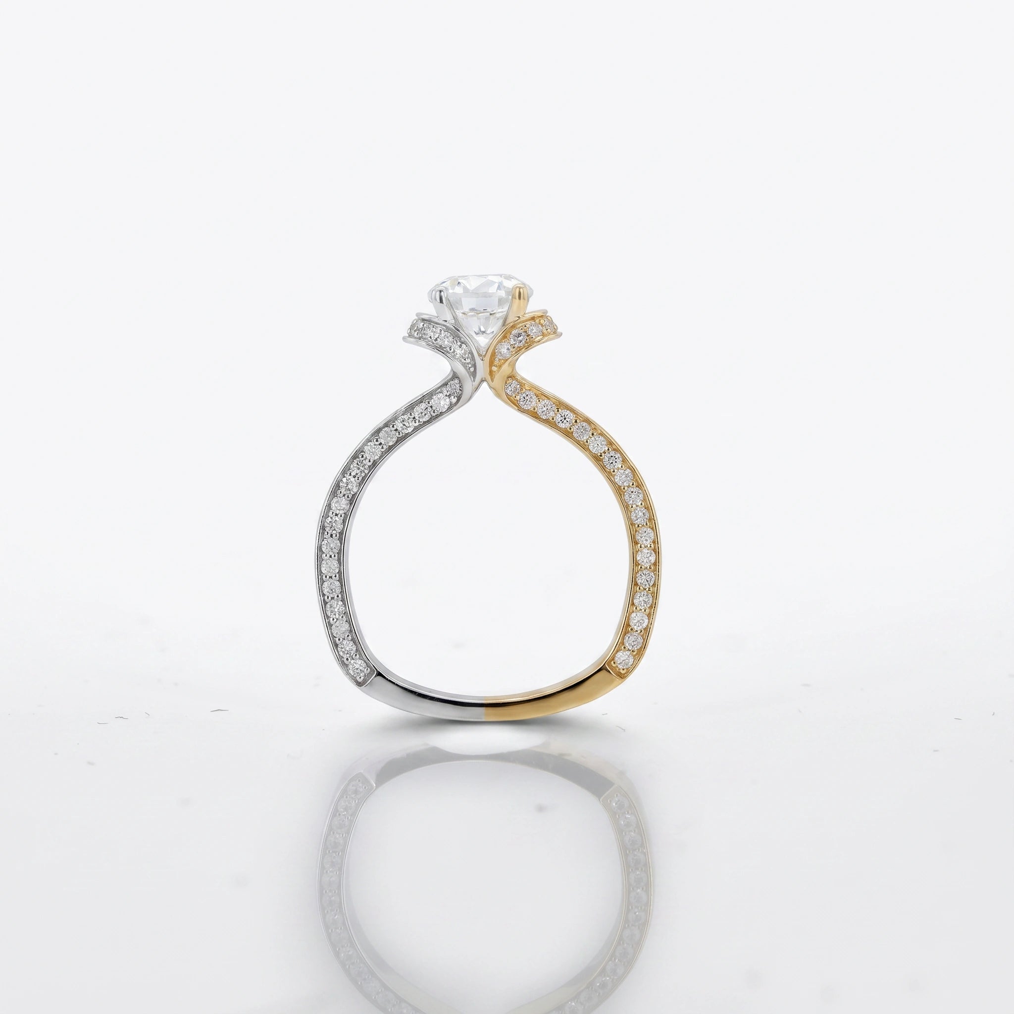 Two Tone Embrace Solitaire Ring