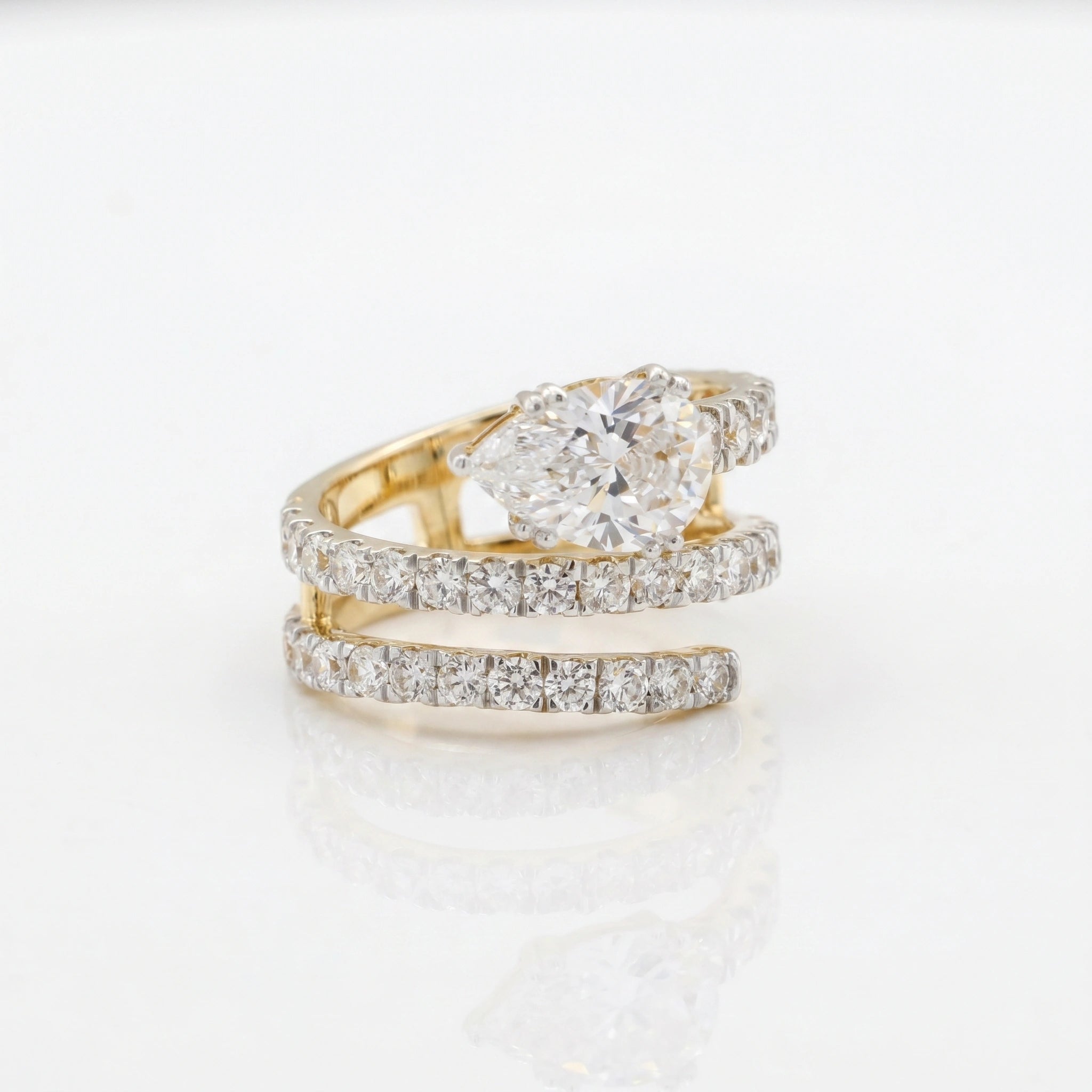 Gold Triple Wrap Pear Ring