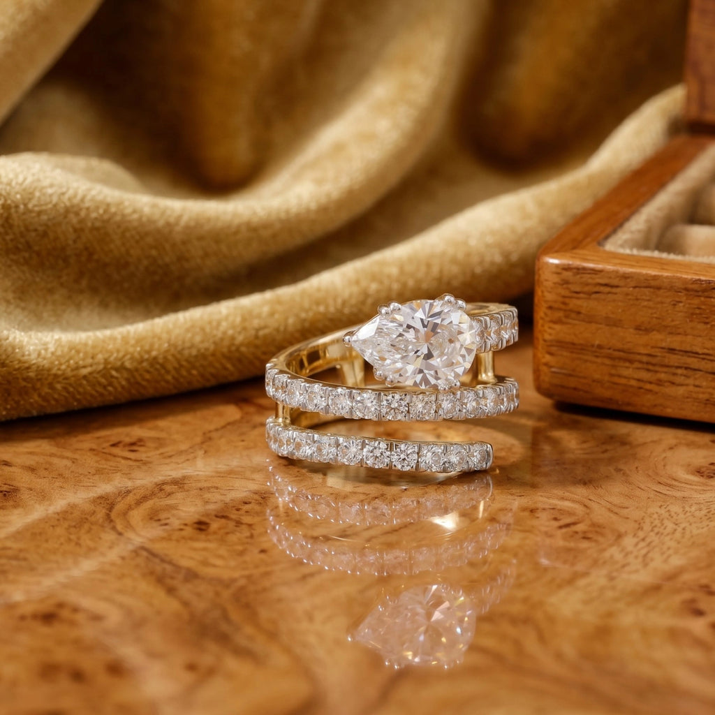 Gold Triple Wrap Pear Ring