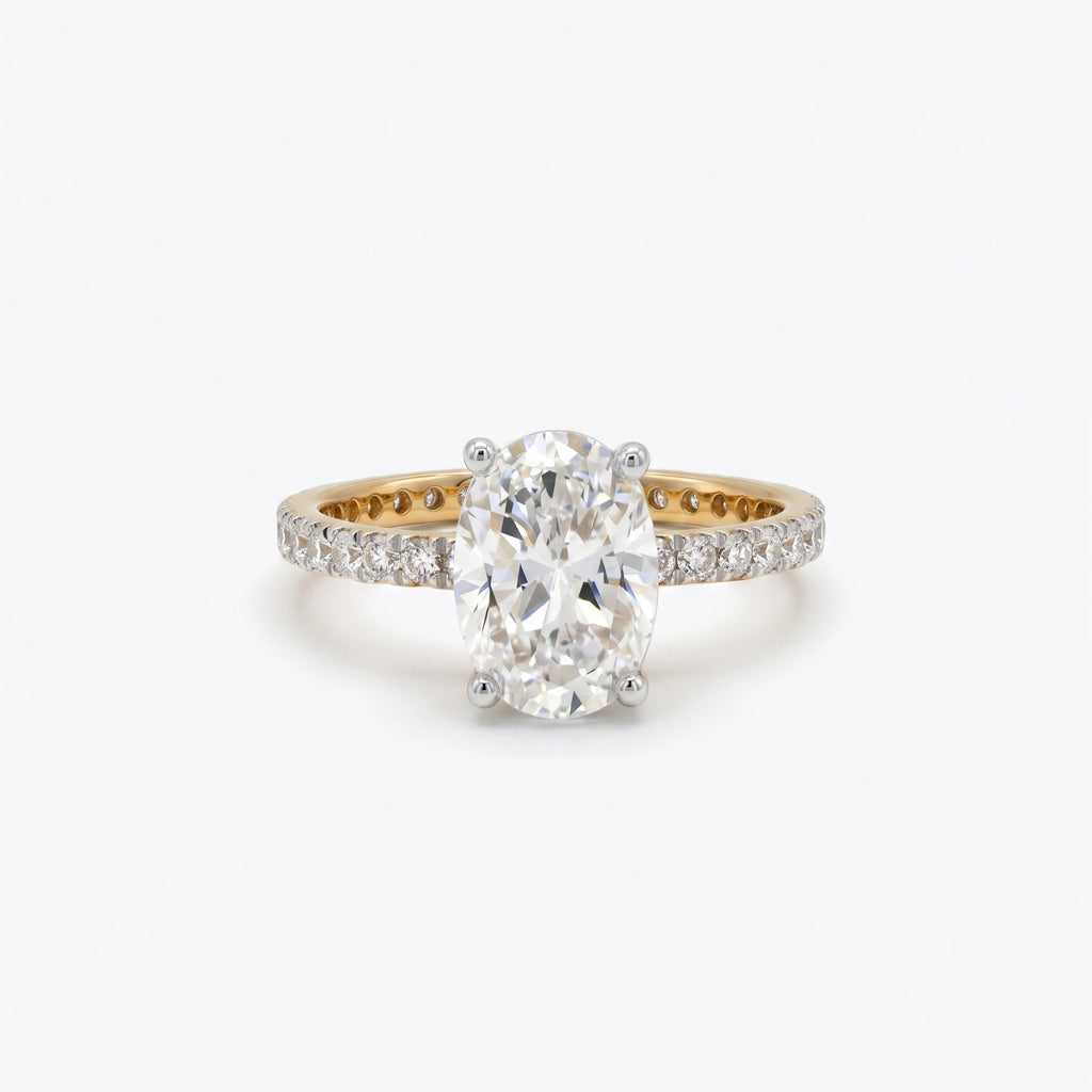 Gold Oval Halo Statement Ring
