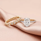 Gold Oval Halo Statement Ring