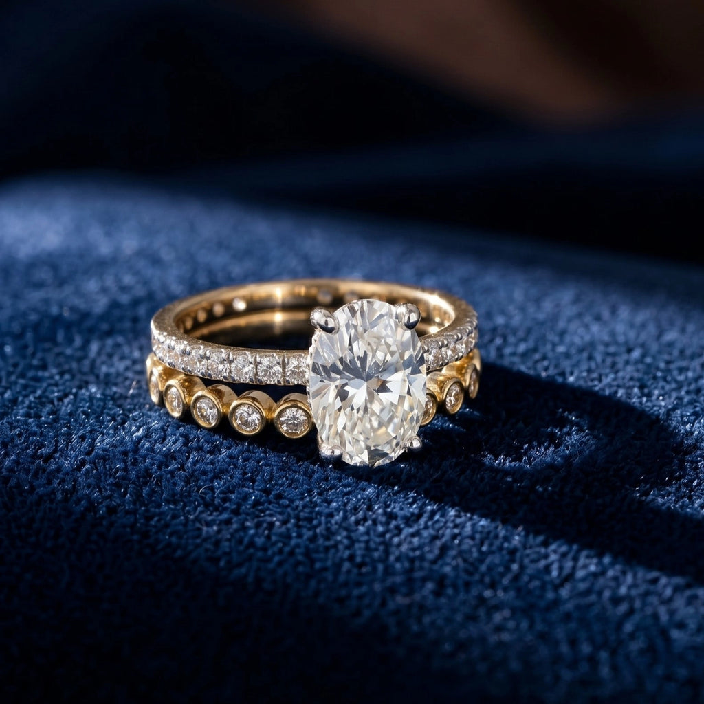 Gold Oval Halo Statement Ring