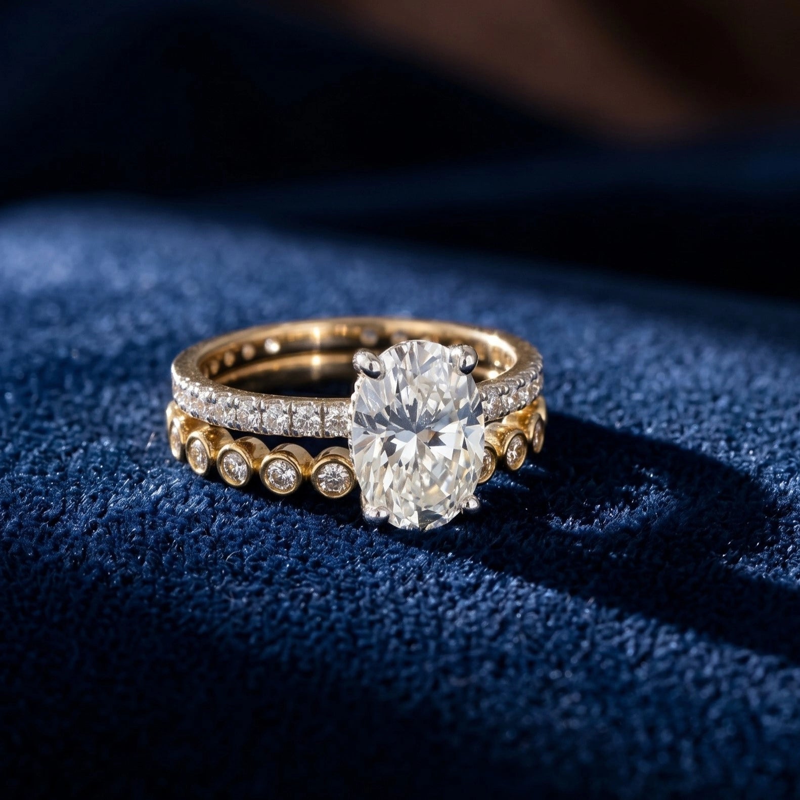 Gold Oval Halo Statement Ring
