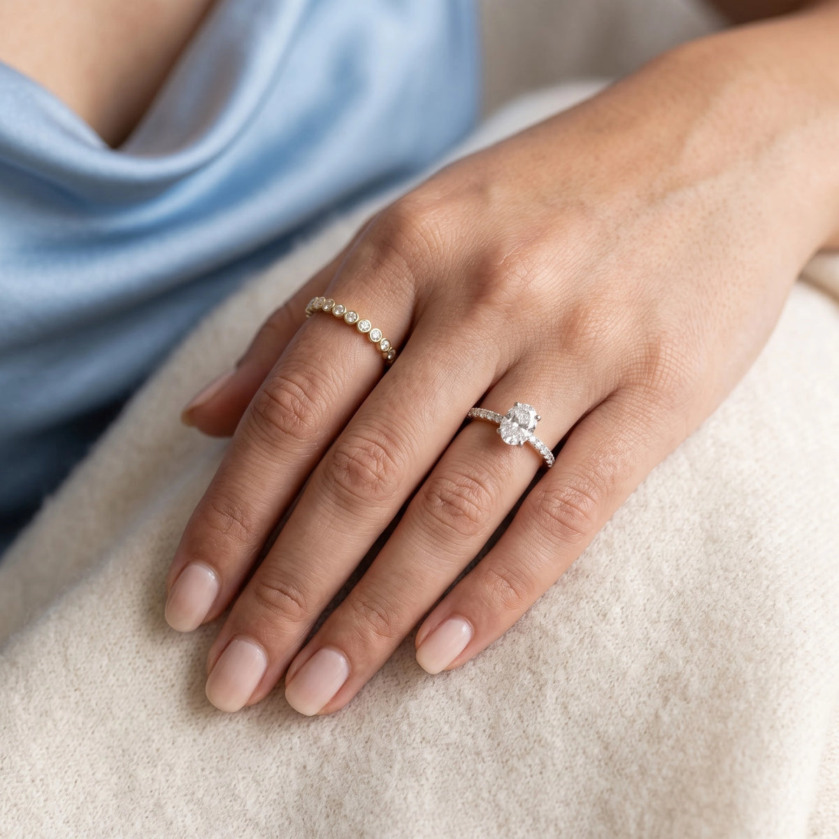 Gold Oval Halo Statement Ring