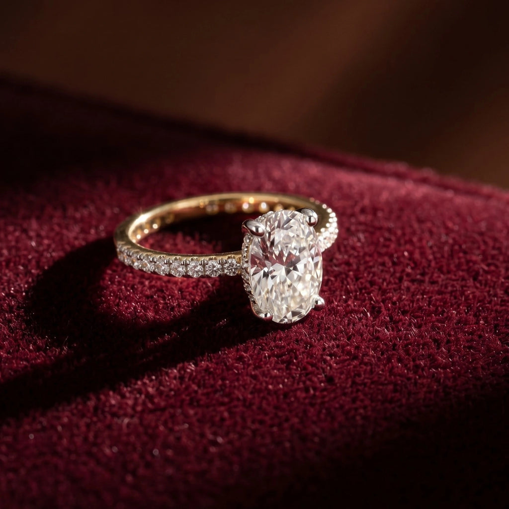 Gold Oval Halo Statement Ring