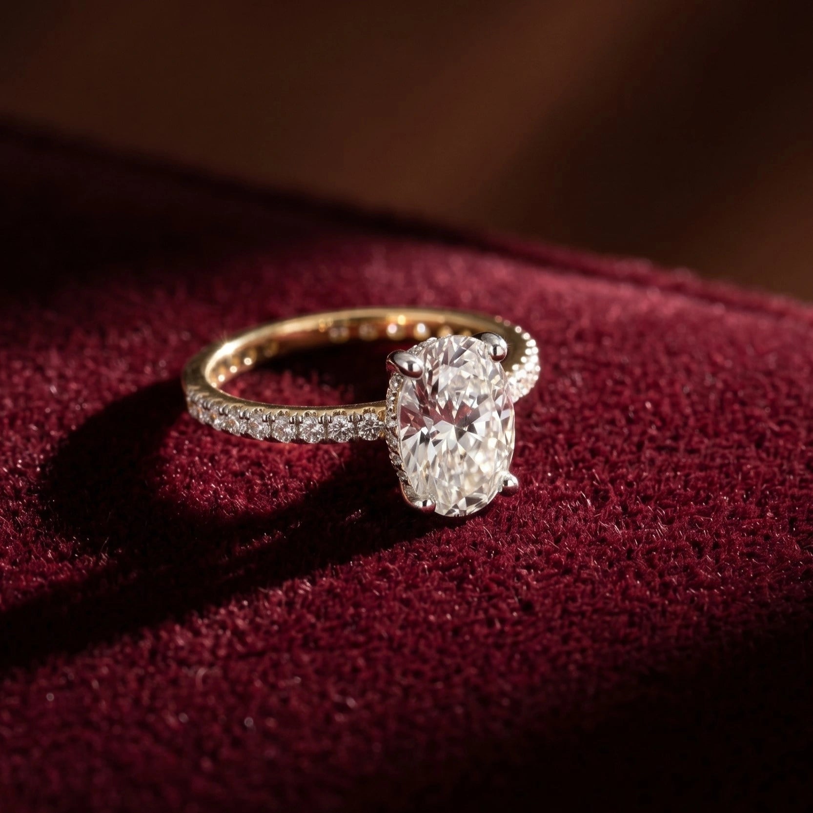 Gold Oval Halo Statement Ring