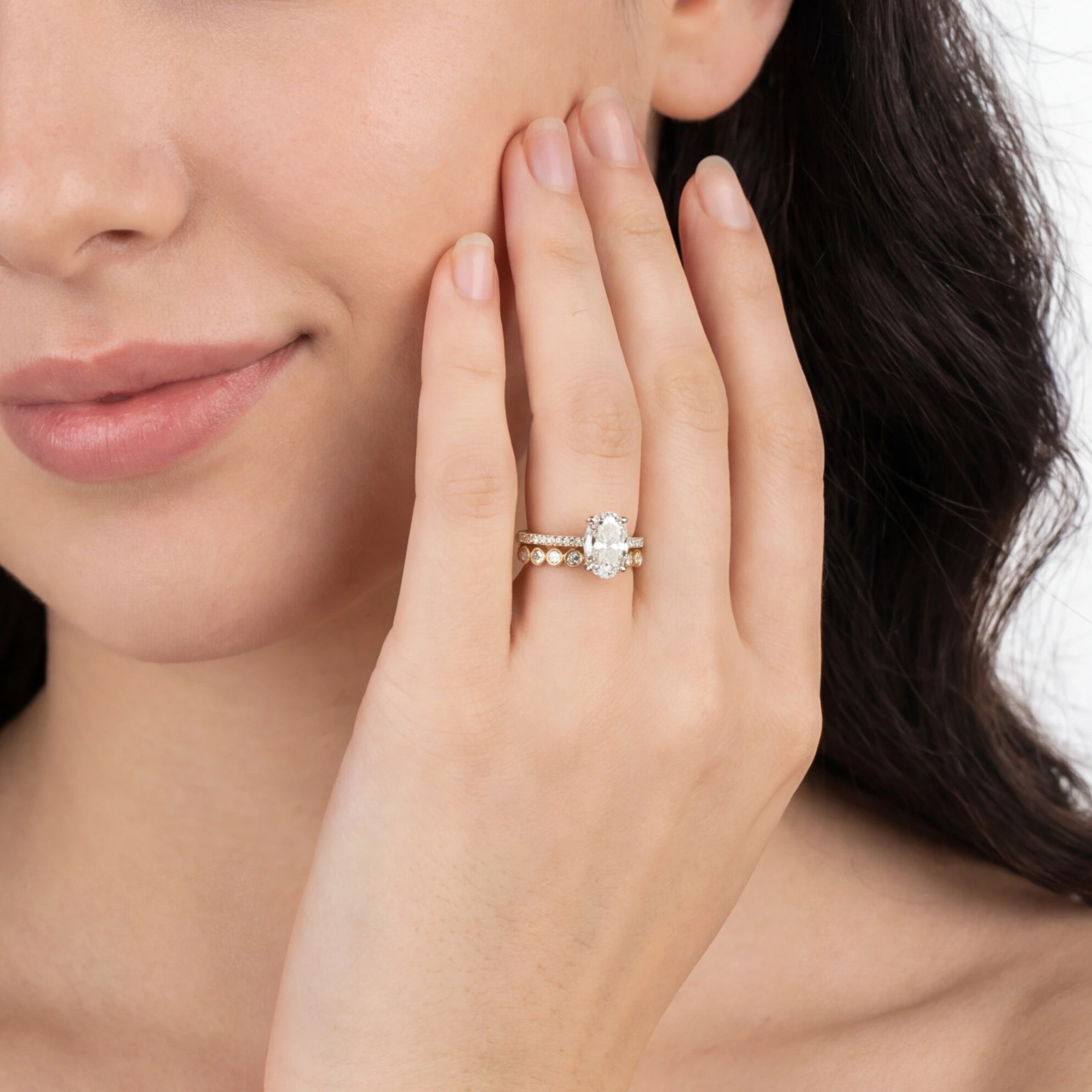 Gold Oval Halo Statement Ring