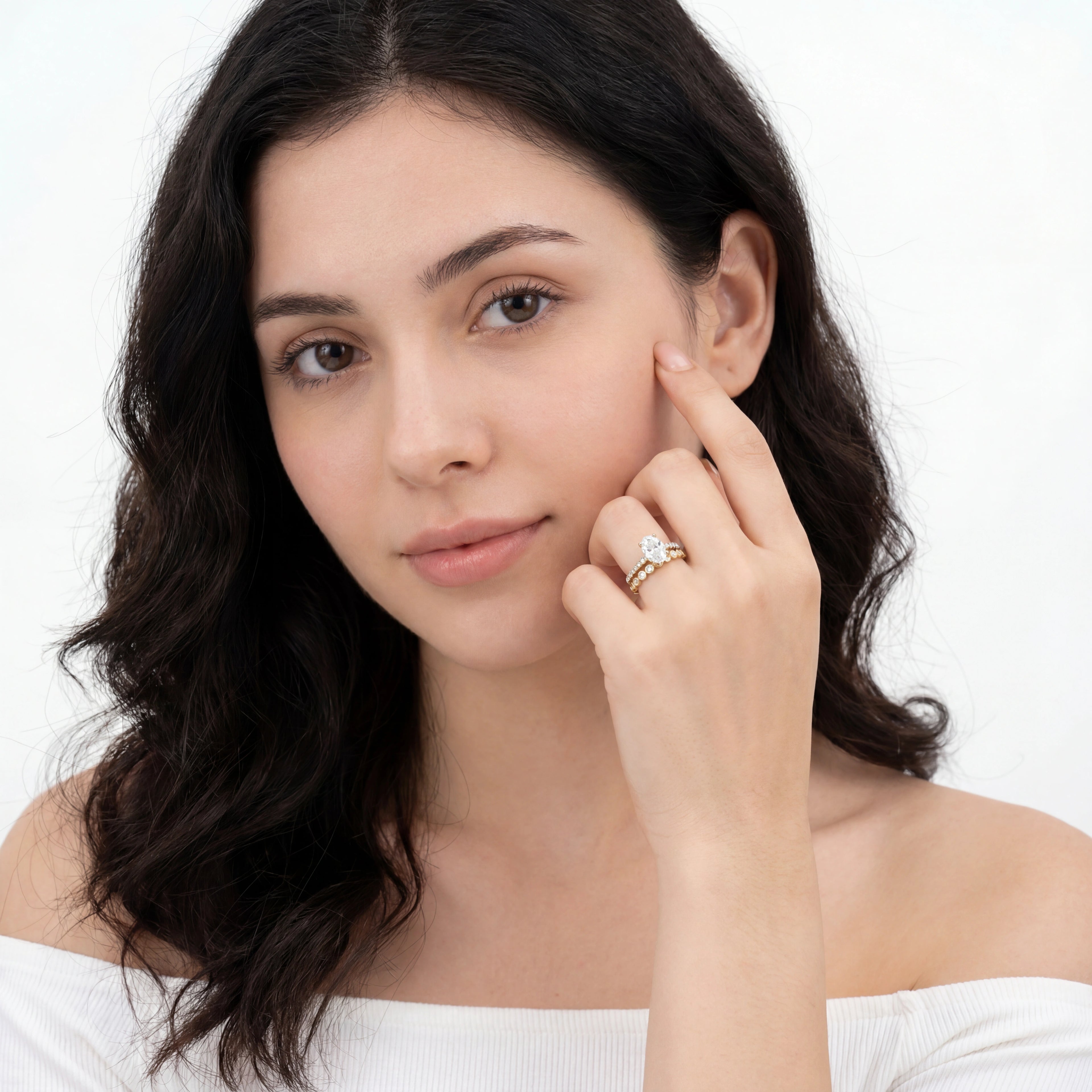 Gold Oval Halo Statement Ring