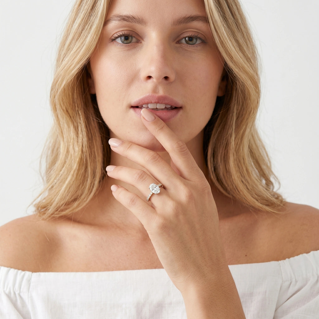 Gold Oval Halo Statement Ring
