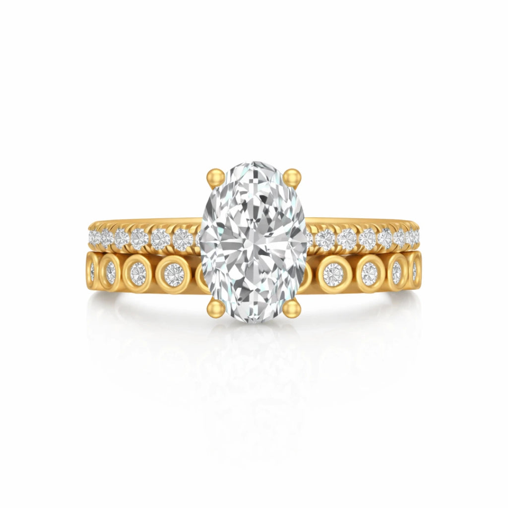 Gold Oval Halo Statement Ring