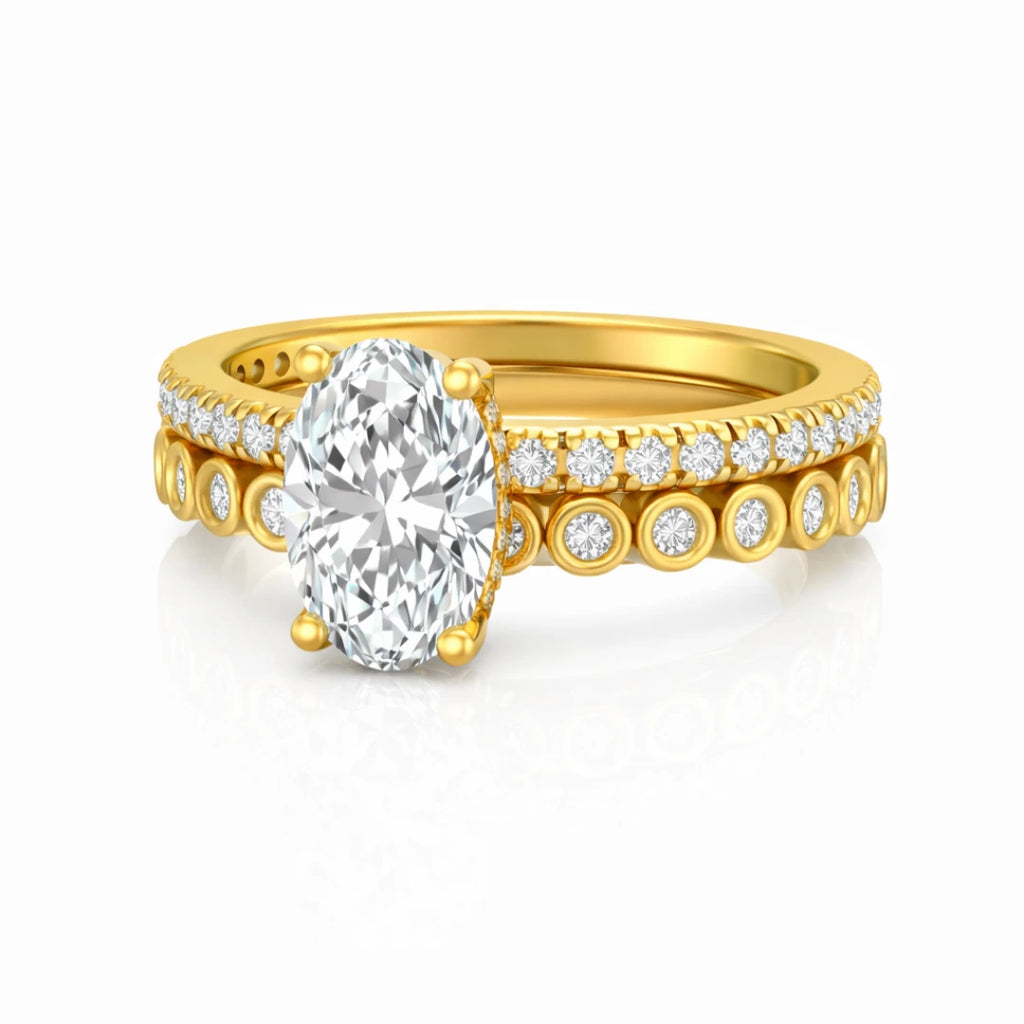 Gold Oval Halo Statement Ring