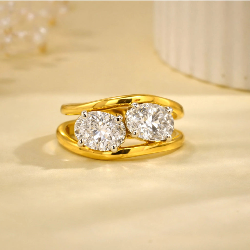 Gold Twin Solitaire Bypass Ring