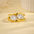 Gold Twin Solitaire Bypass Ring