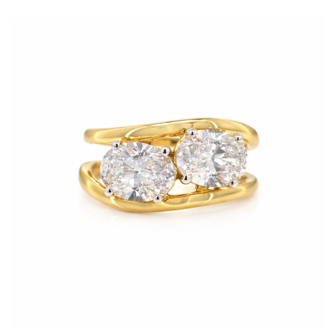Gold Twin Solitaire Bypass Ring