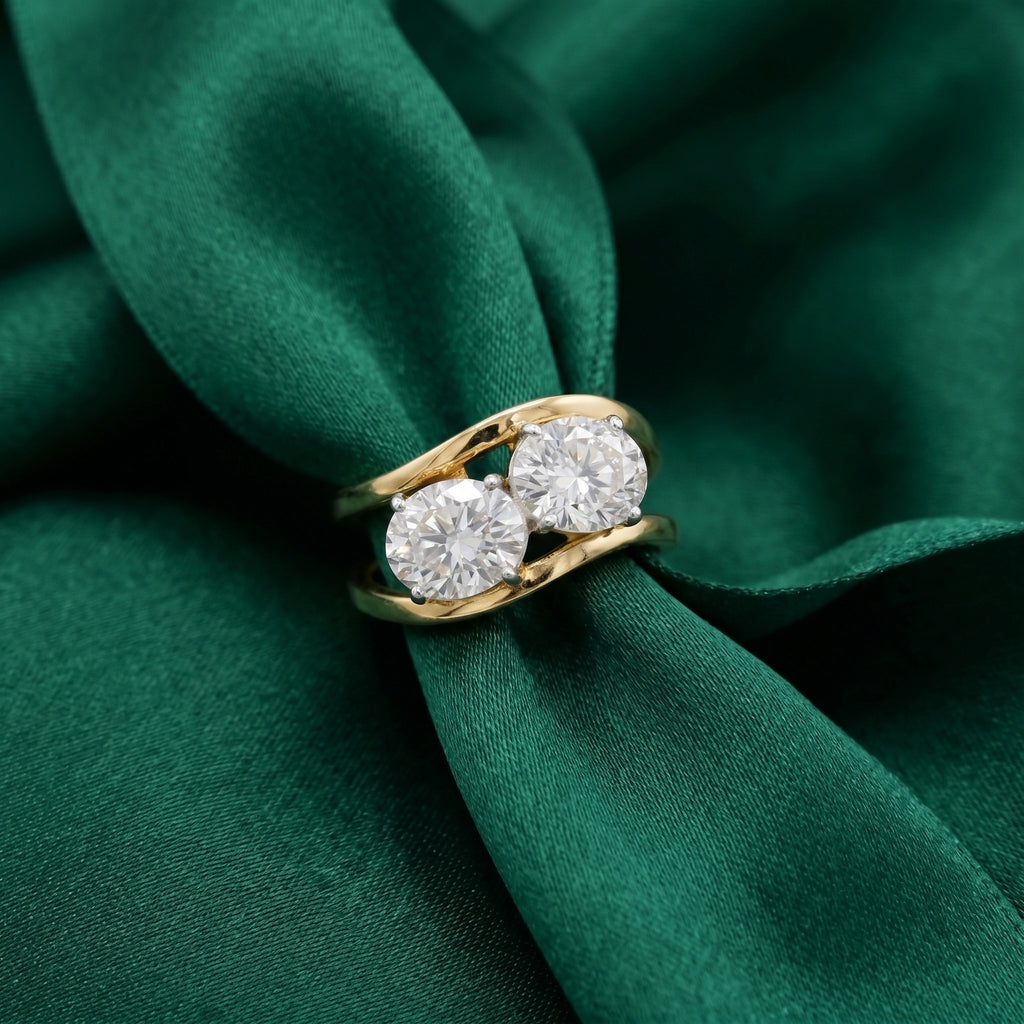 Gold Twin Solitaire Bypass Ring