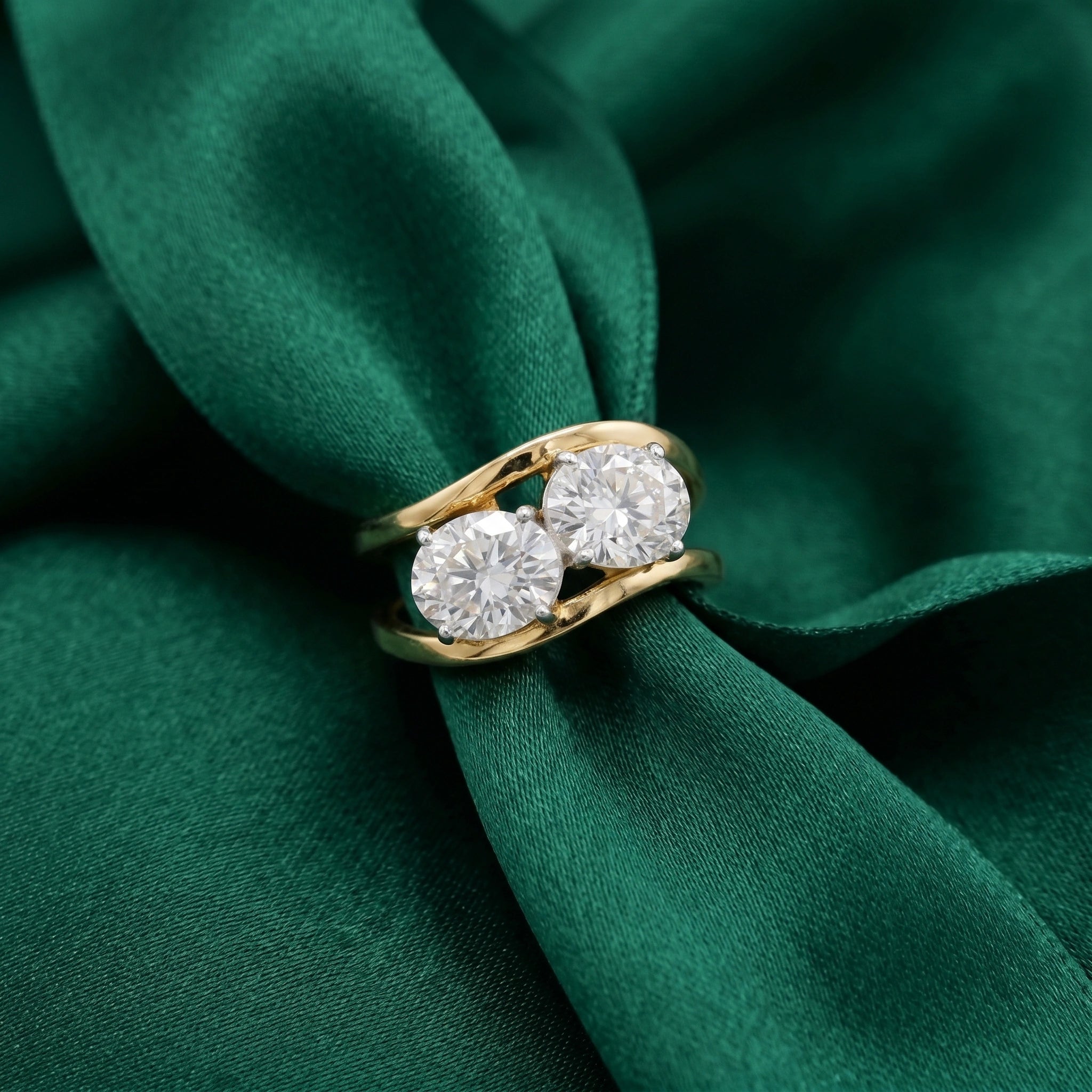 Gold Twin Solitaire Bypass Ring