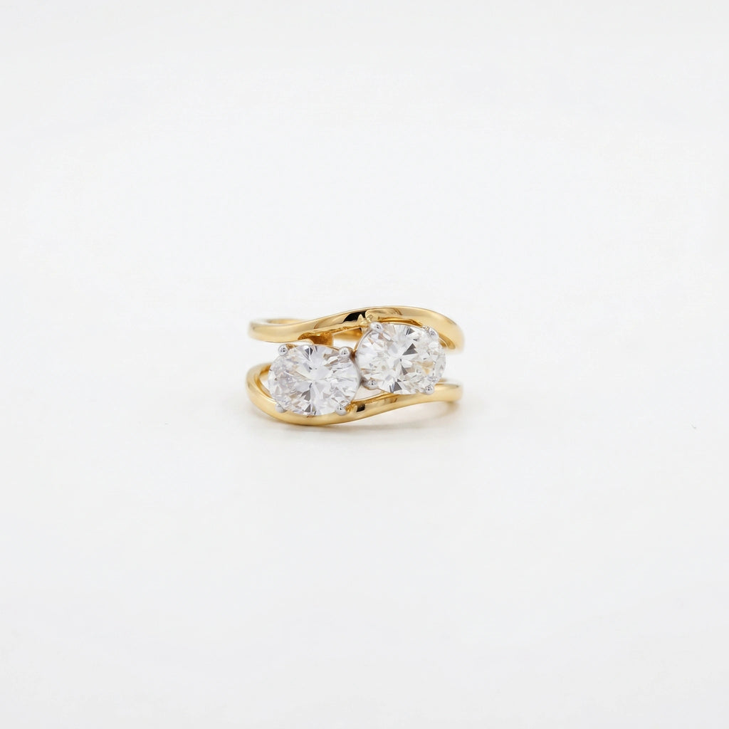 Gold Twin Solitaire Bypass Ring